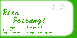 rita petranyi business card